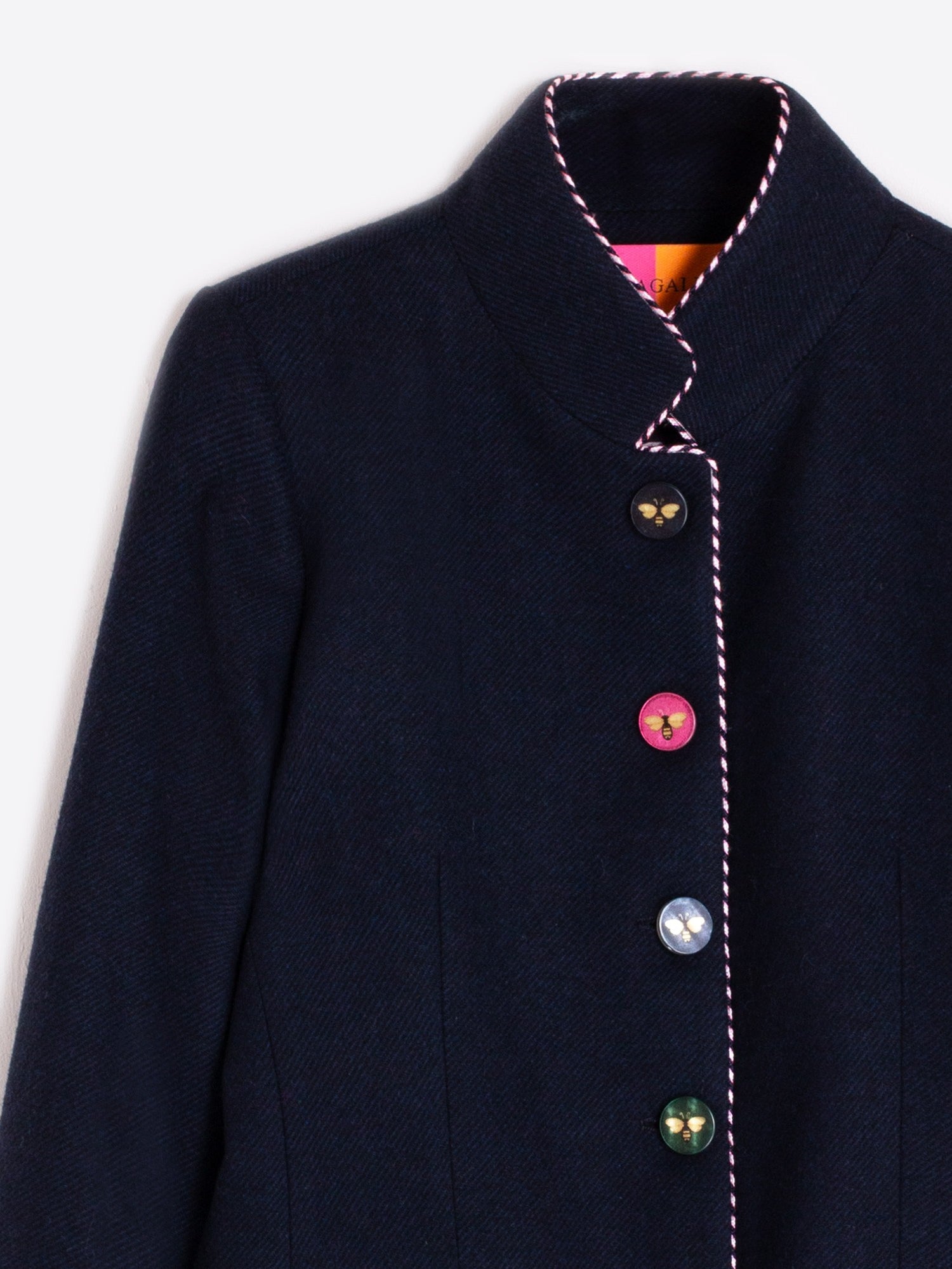 Vilagallo Mandarin Collar Bee Button Blazer
