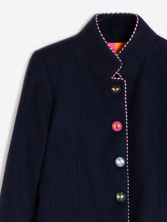 Vilagallo Mandarin Collar Bee Button Blazer