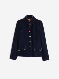 Vilagallo Mandarin Collar Bee Button Blazer