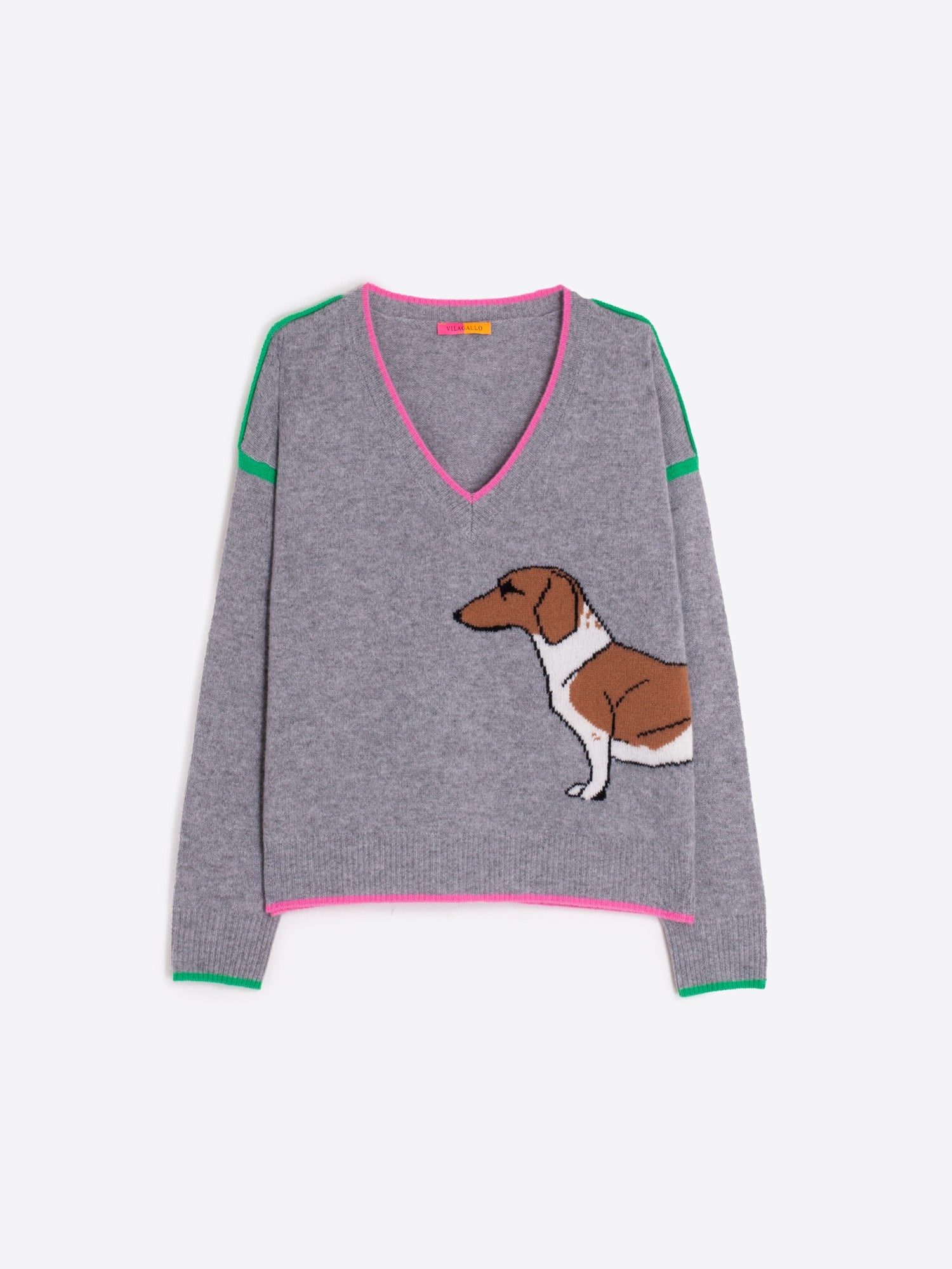 Vilagallo Intarsia Dachshund Sweater