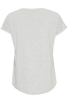 B.Young Pamila Cap Sleeve T-Shirt (Light Grey Melange)