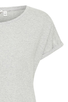 B.Young Pamila Cap Sleeve T-Shirt (Light Grey Melange)