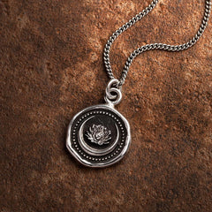 Pyrrha "Lotus Flower" Talisman 18" Fine Curb Chain (1.5mm)