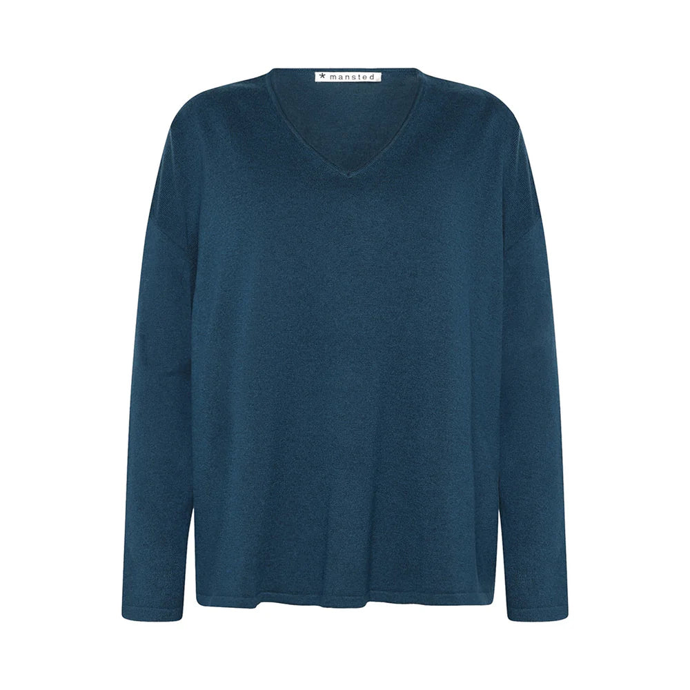 Mansted Nickie Boxy V-Neck Cotton Wool Sweater