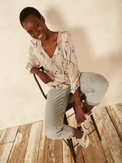 Nile 3/4 Sleeve Chiffon Blouse With Tie