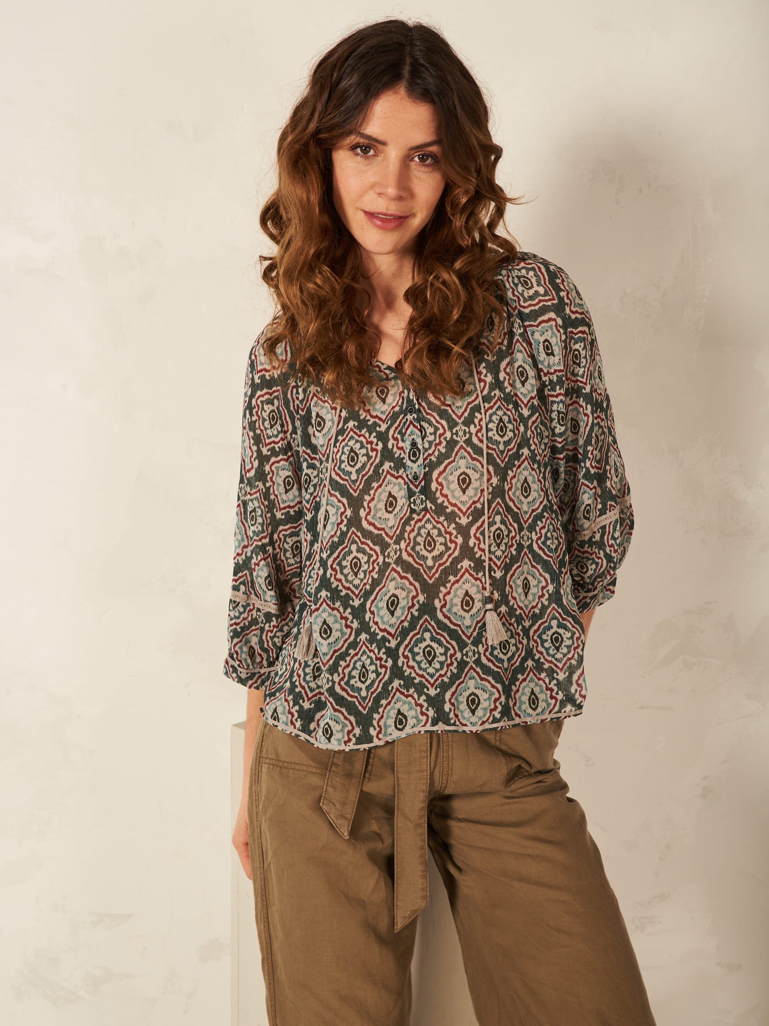 Nile Long Sleeve Chiffon Blouse With Tie