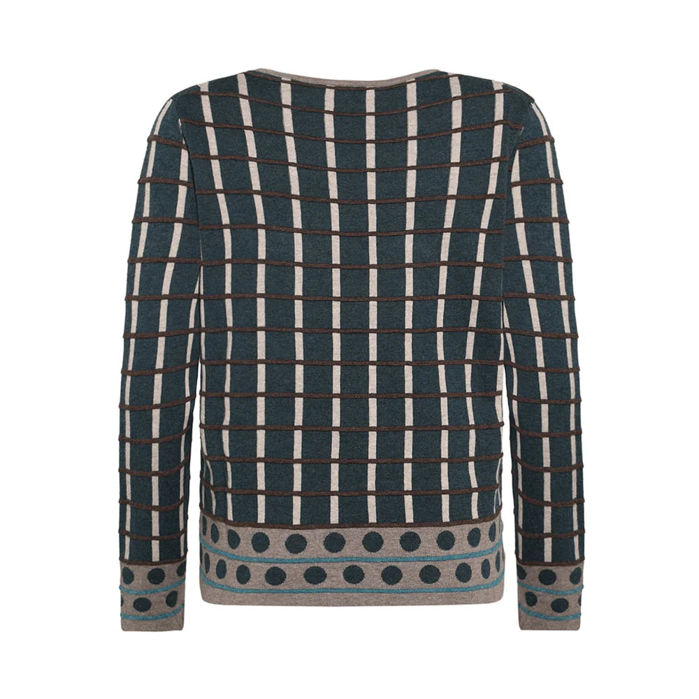 Mansted Oda Cotton Stripe Dot Crewneck Sweater