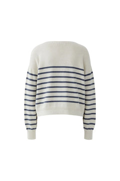 Oui Striped Cotton Blend Sweater
