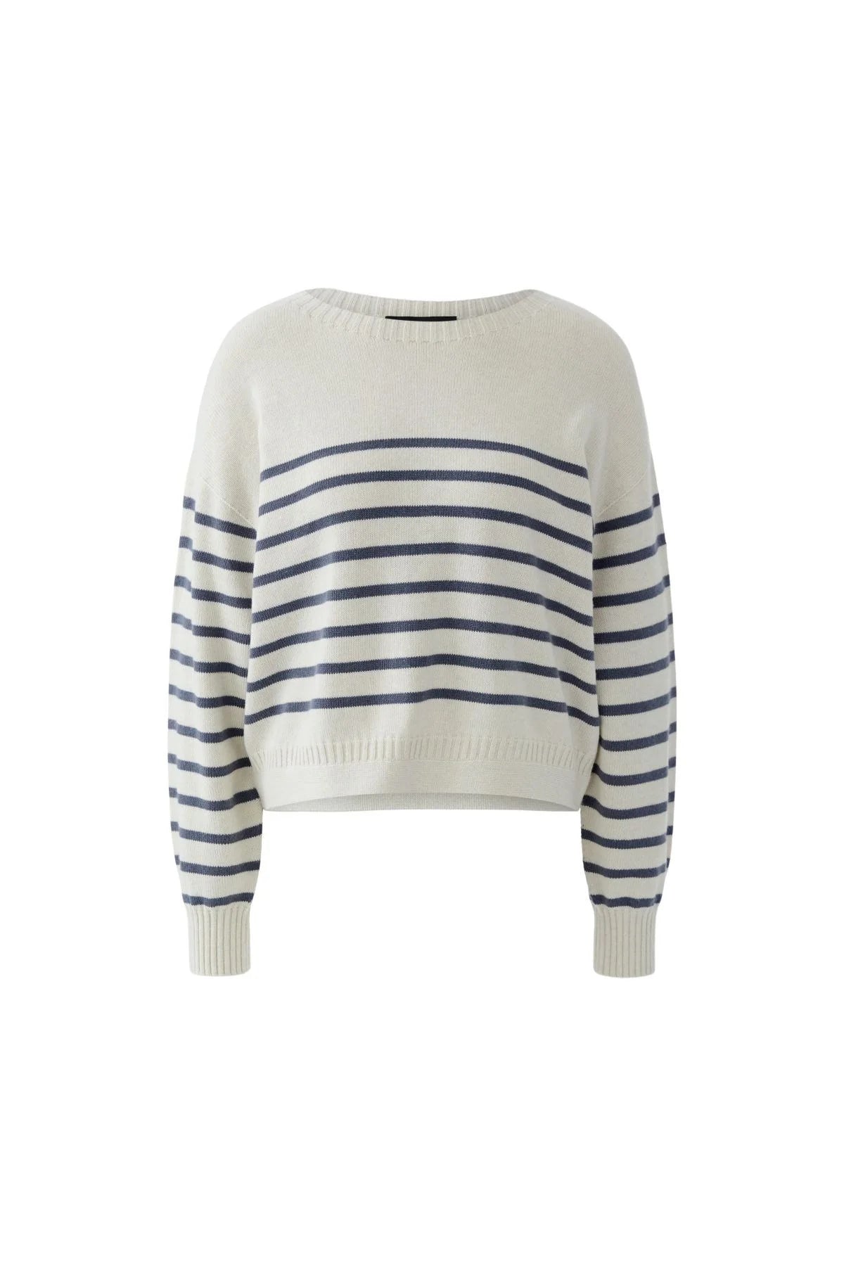 Oui Striped Cotton Blend Sweater
