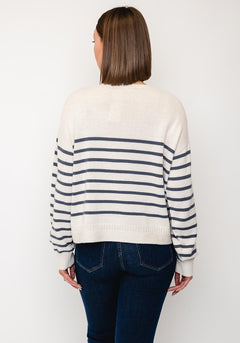 Oui Striped Cotton Blend Sweater