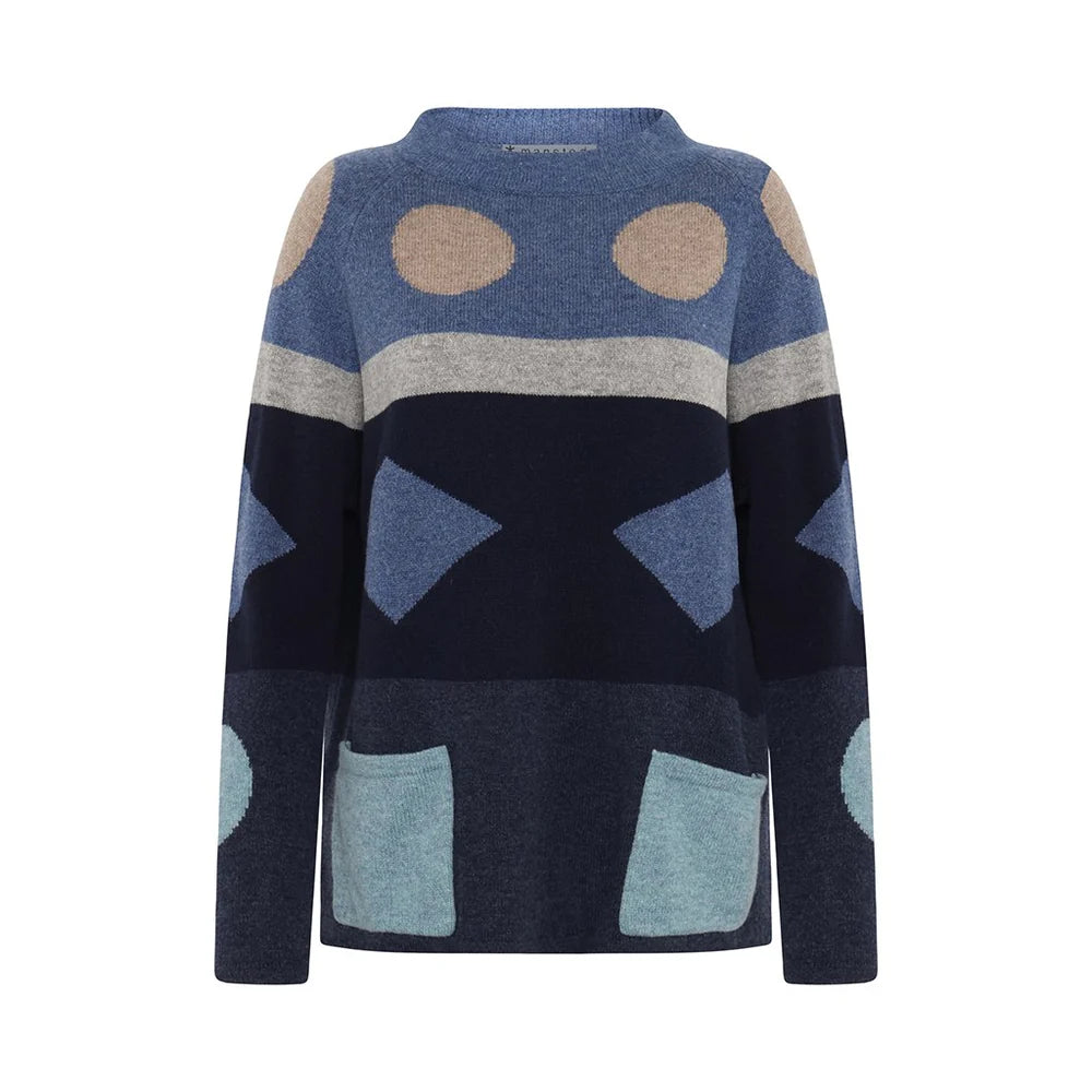 Mansted Pop Graphic Colour Block Wool Cardigan