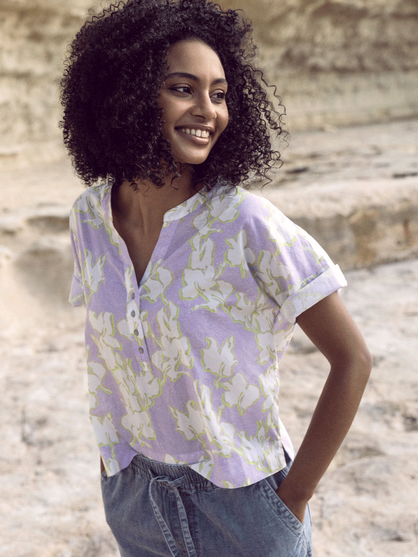 Nile Notch Neck Cotton Blouse