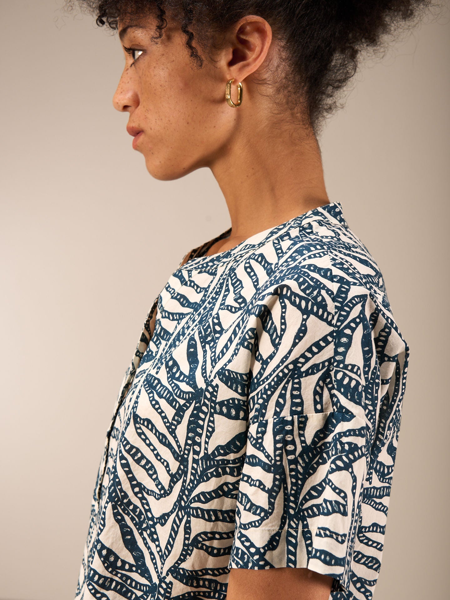 Nile Notch Neck Cotton Blouse