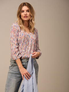 Nile V-Neck Crepe Print Blouse