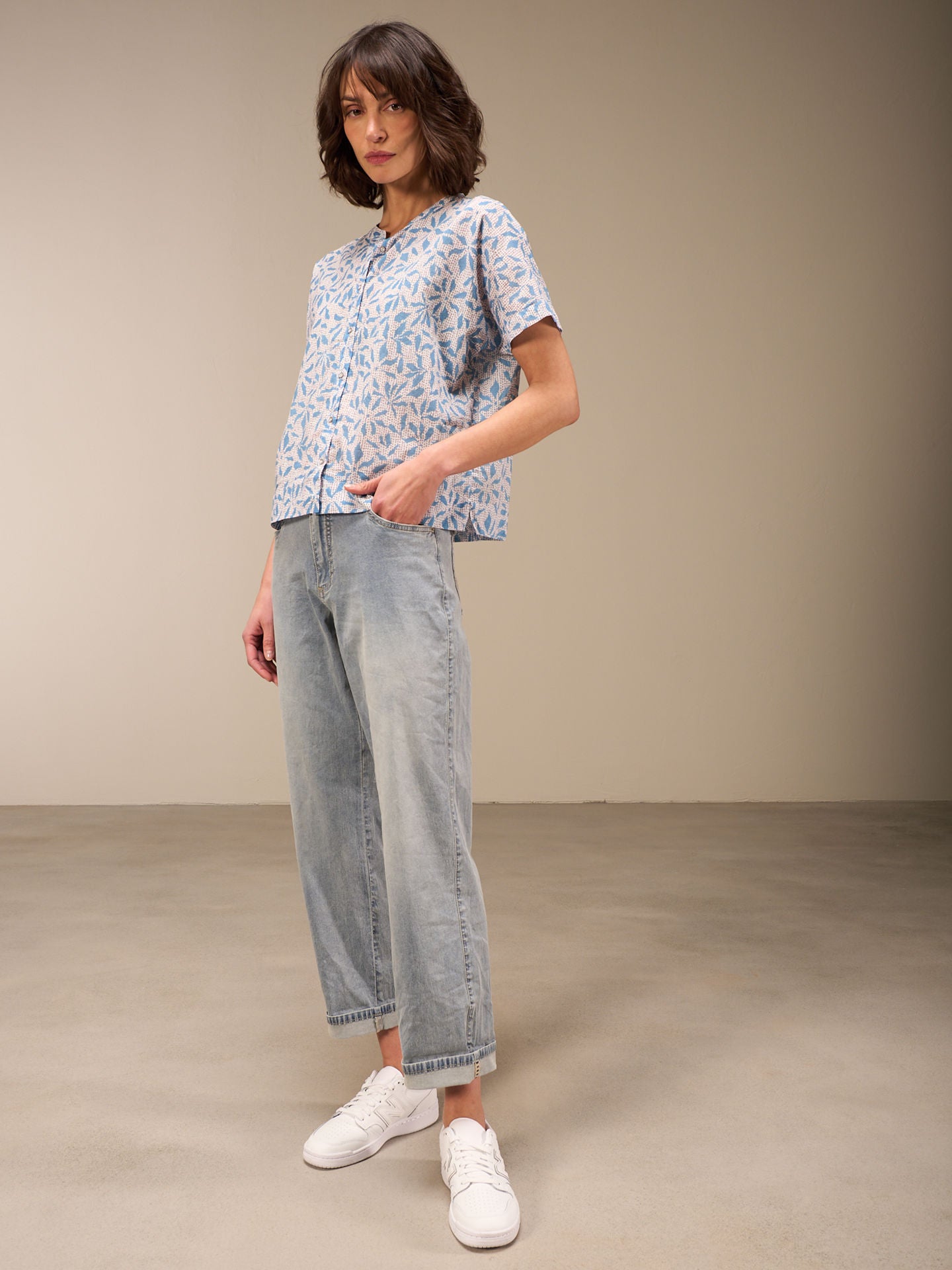 Nile Batik Print Short Sleeve Cotton Blouse