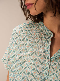 Nile Batik Print Short Sleeve Cotton Blouse