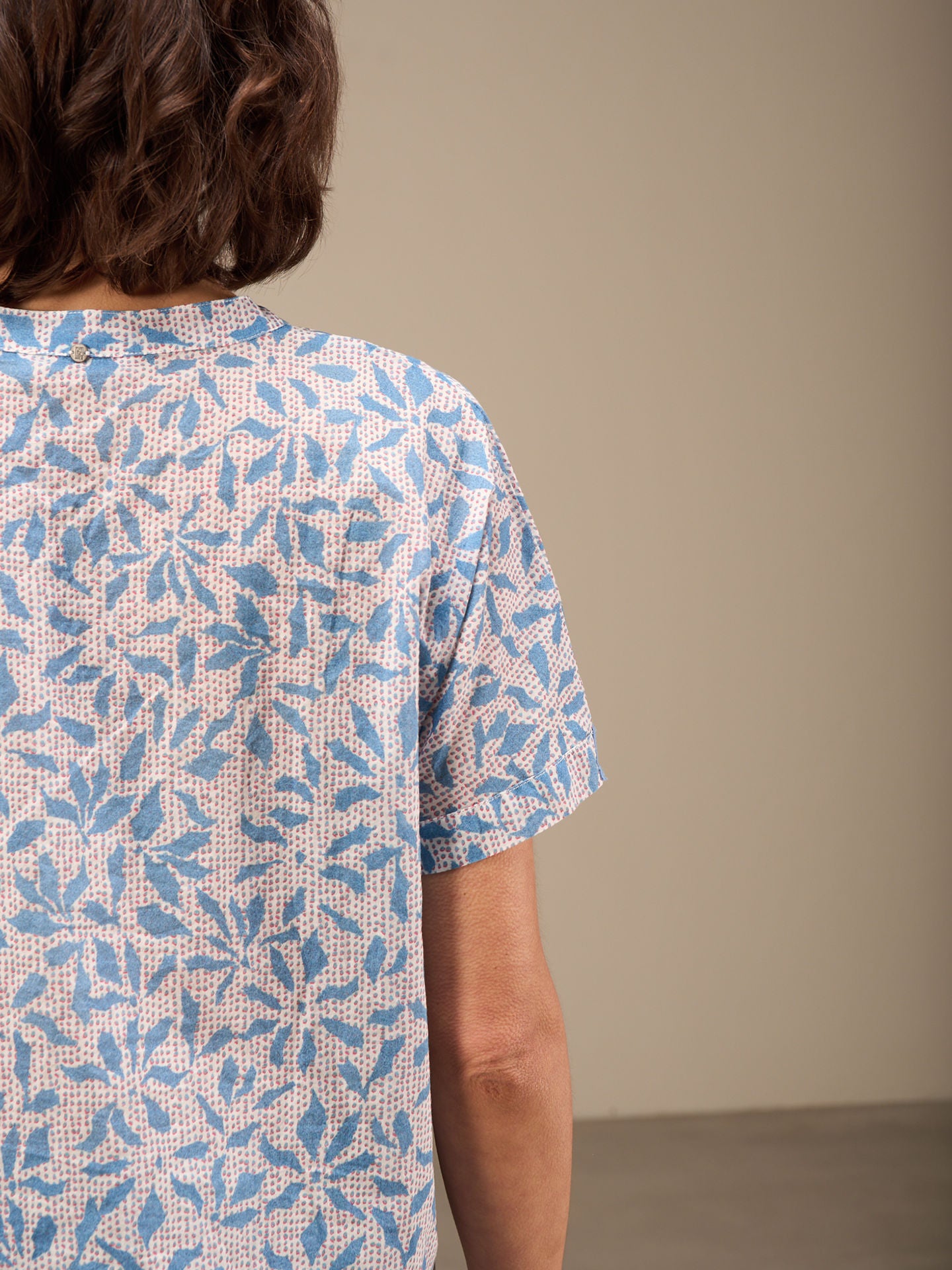 Nile Batik Print Short Sleeve Cotton Blouse