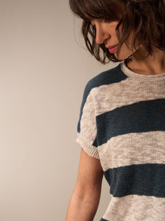 Nile Striped Short Sleeved Knit Sweater