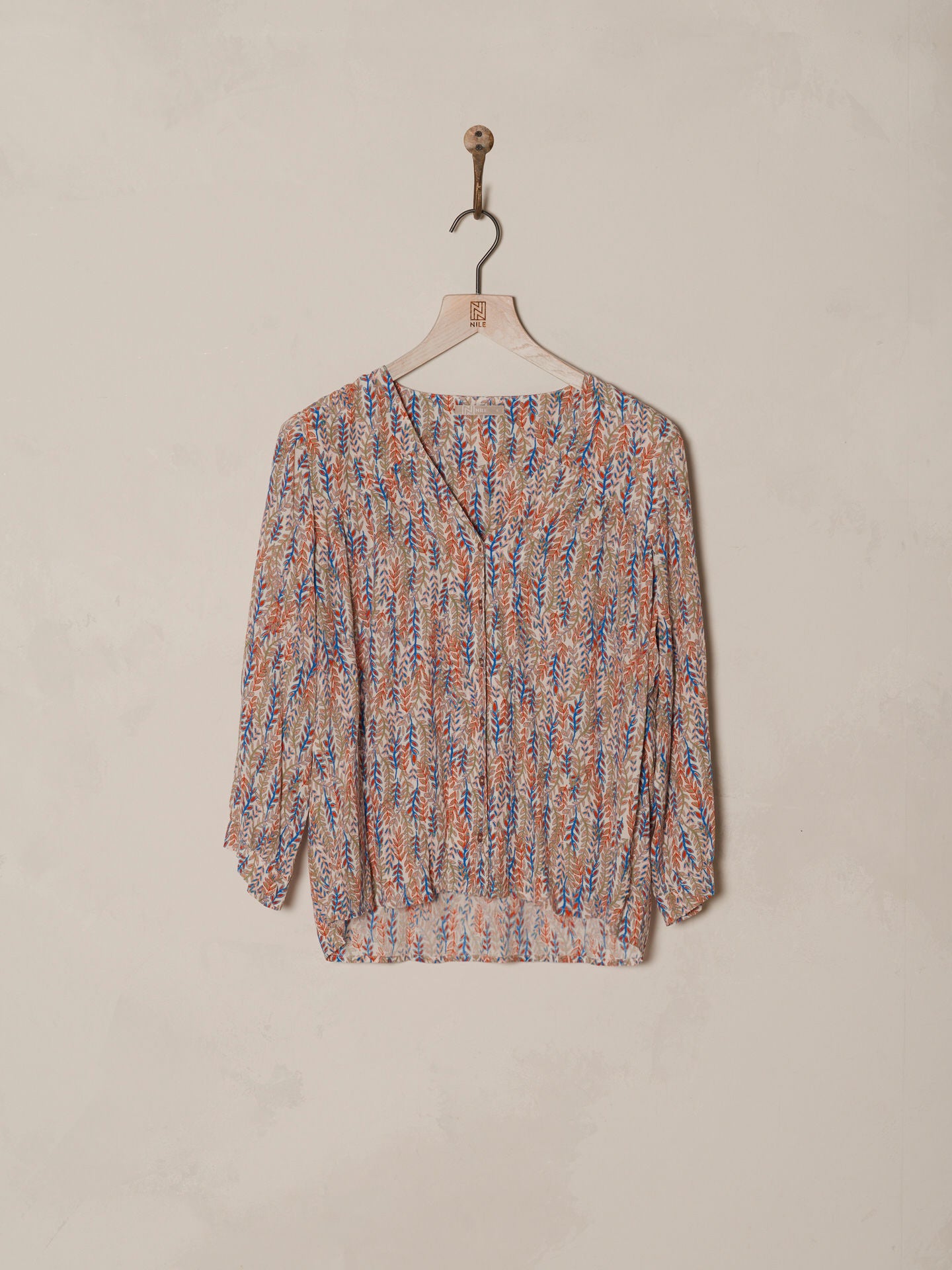 Nile V-Neck Crepe Print Blouse
