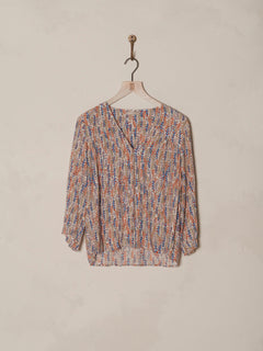 Nile V-Neck Crepe Print Blouse