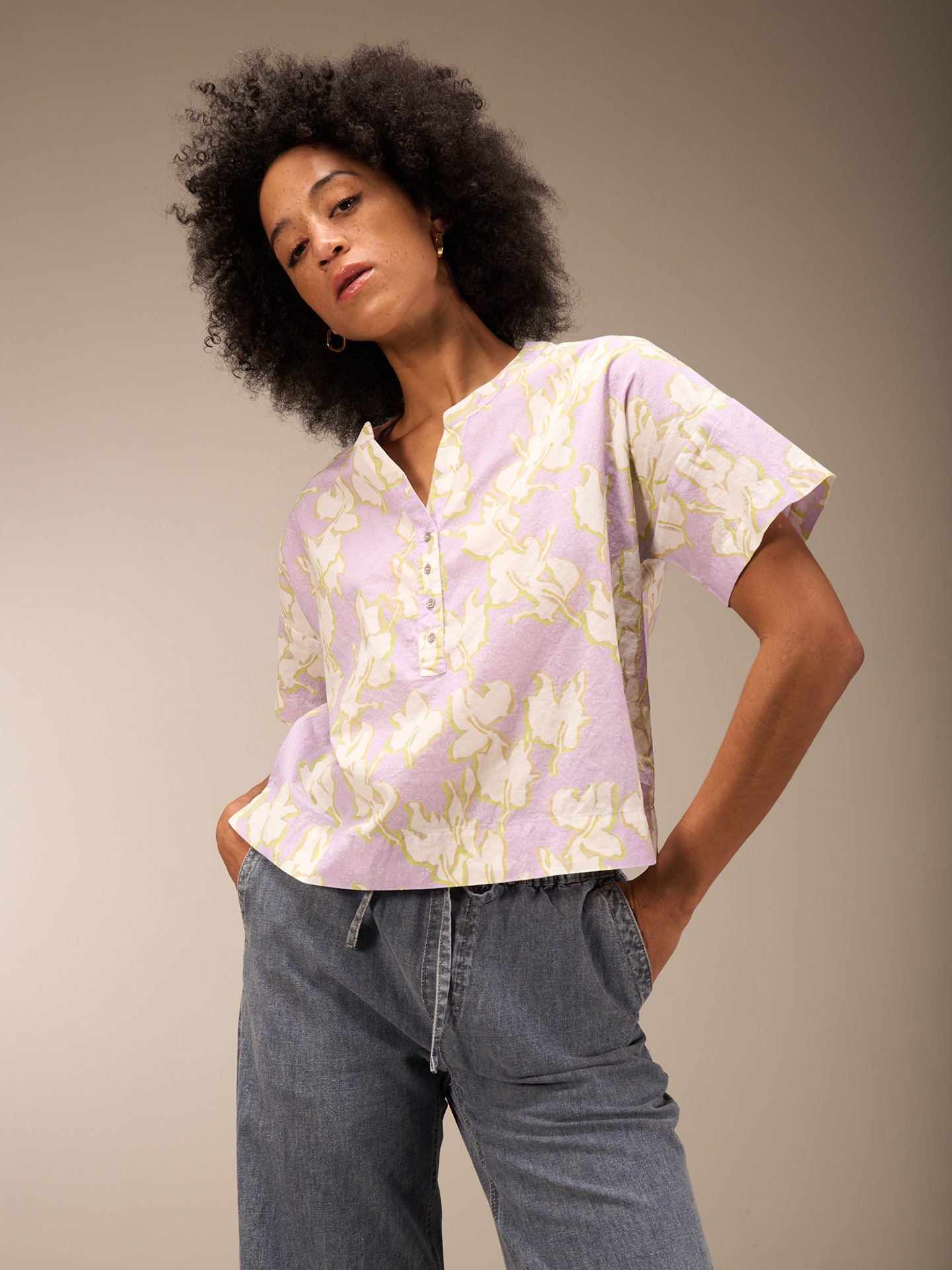 Nile Notch Neck Cotton Blouse