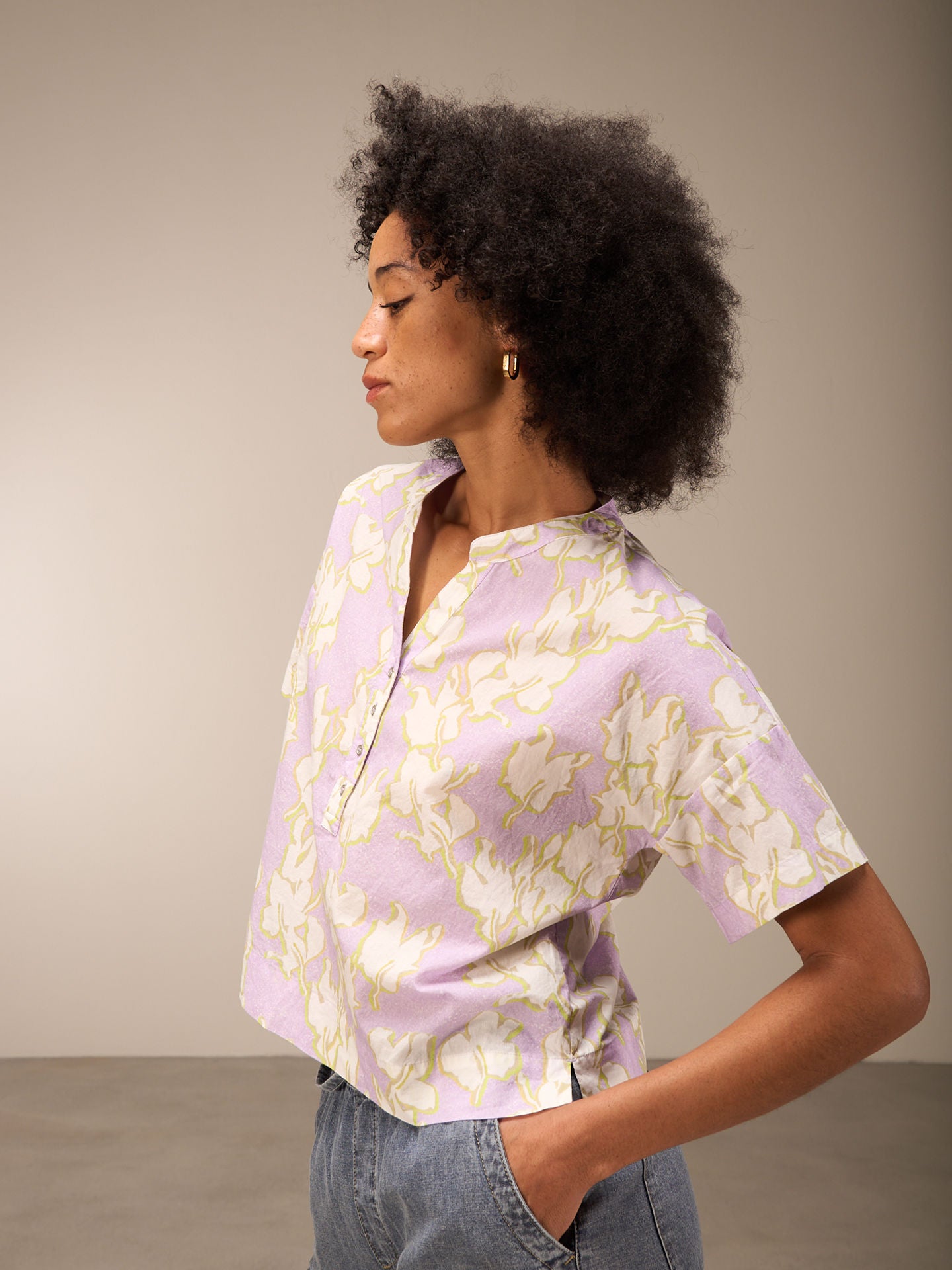 Nile Notch Neck Cotton Blouse
