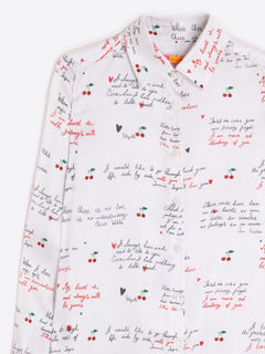 Vilagallo Cherry And Letters Blouse