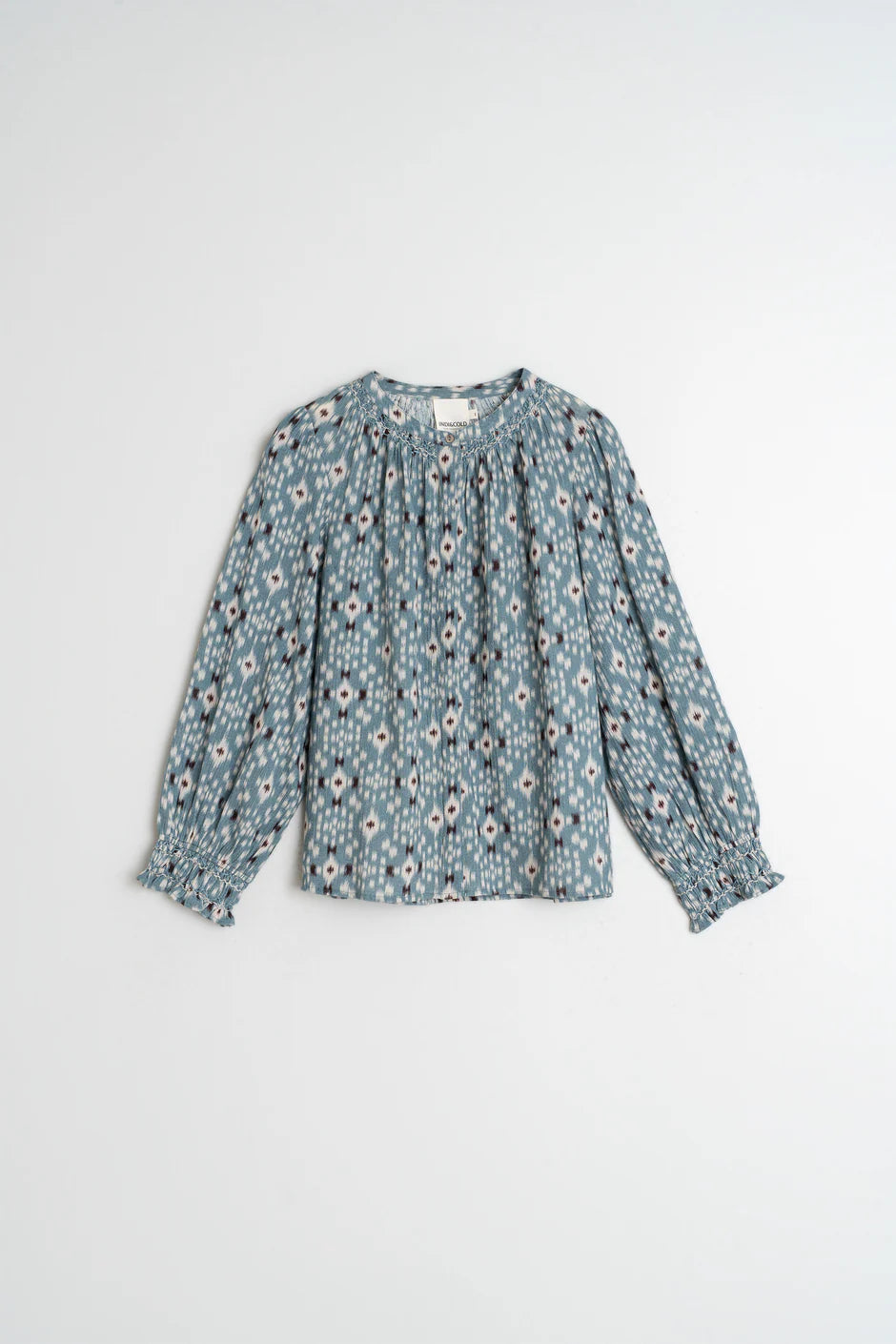 Indi & Cold Ikat Print Long Sleeve Cotton Blouse