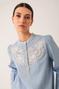 Indi & Cold Embroidered Poplin Blouse