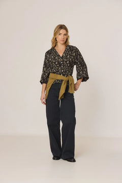 Indi & Cold Romantic Boho Gathered Waist Blouse