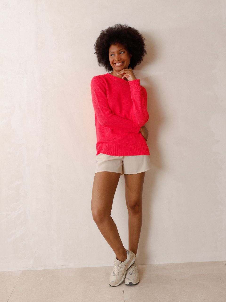 Indi & Cold Long Sleeve Cotton Linen Sweater