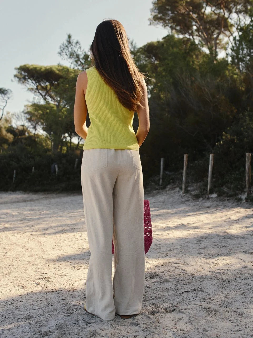 Indi & Cold Wide Leg Linen Blend Pant