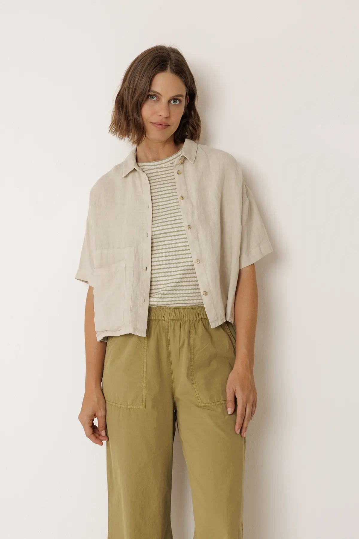 Indi & Cold Cropped Linen Shirt