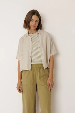 Indi & Cold Cropped Linen Shirt