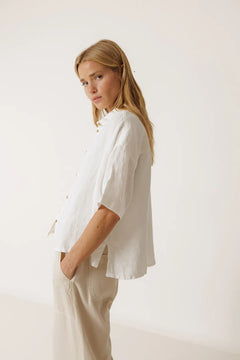 Indi & Cold Cropped Linen Shirt