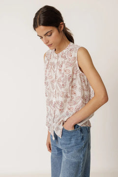 Indi & Cold Oversize Cotton Print Sleeveless Blouse
