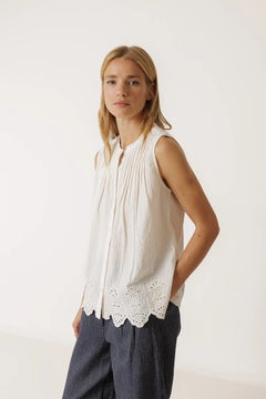 Indi & Cold Pintuck Embroidered T-Shirt