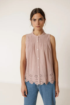 Indi & Cold Pintuck Embroidered T-Shirt