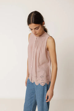 Indi & Cold Pintuck Embroidered T-Shirt