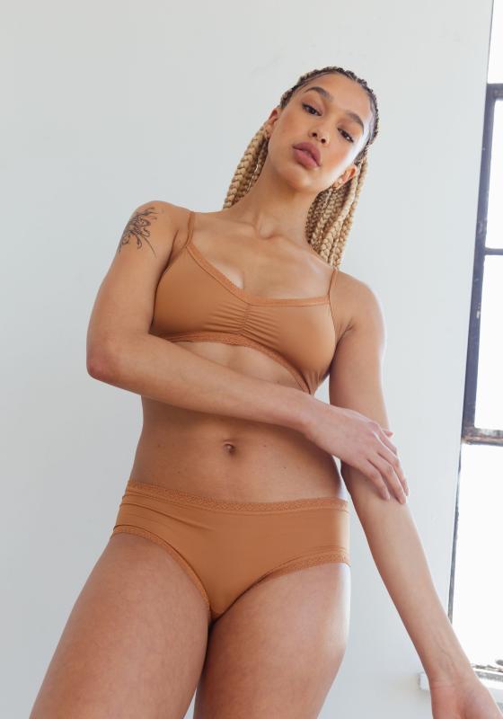 Blush Lace Trim Microfibre Seamless Hipster (Ginger)