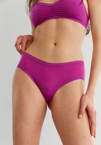 Blush Lace Trim Microfibre Seamless Hipster (Orchid)