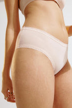 Load image into Gallery viewer, Blush Lace Trim Microfibre Seamless Hipster