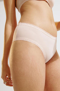 Blush Lace Trim Microfibre Seamless Hipster