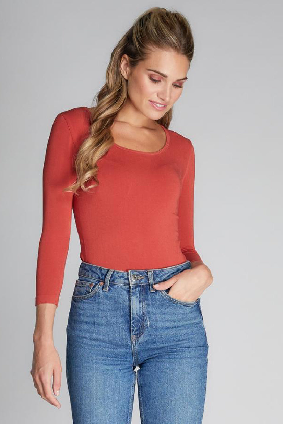 C'est Moi 3/4 Sleeve Seamless Bamboo T-Shirt