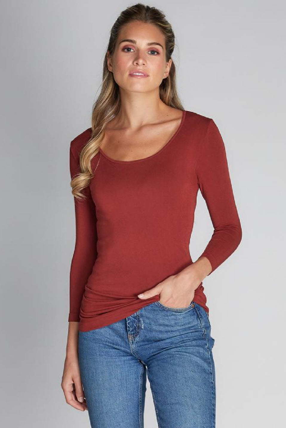 C'est Moi 3/4 Sleeve Seamless Bamboo T-Shirt
