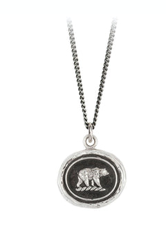 Pyrrha "Mother Bear" Talisman Necklace with 18" Fine Curb Chain