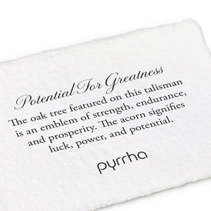 Pyrrha "Potential For Greatness" Talisman Necklace with 18" Fine Curb Chain